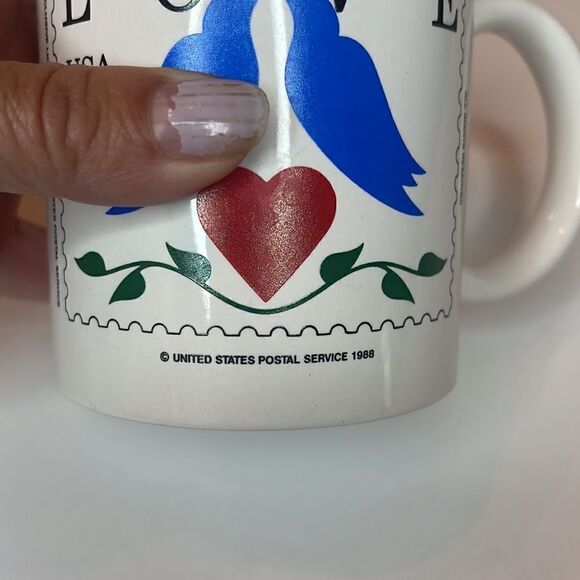 US POSTAL SERVICE Vintage 1988 Love Postage Stamp Love Birds Mug - Picture 4 of 8